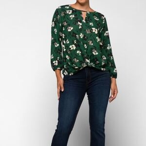 West Kei Dark Green Floral Top